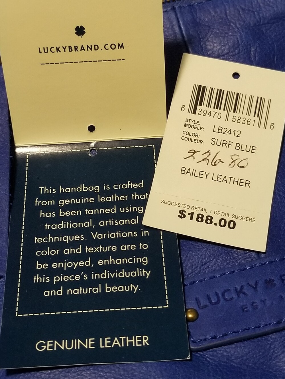 Lucky Brand Blue Fringe Leather Hobo Purse - Picture 2 of 10